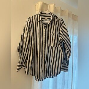 a new day Black & White Vertical Stripe Button-Down Shirt